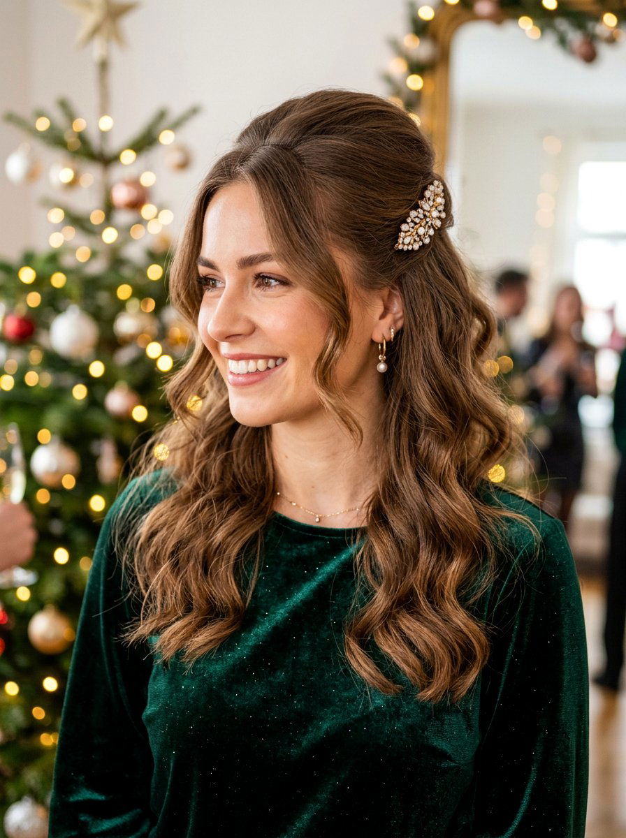 Half Up Half Down New Year Hairstyle - 20 new year party hairstyles - 20 new year party hairstyles