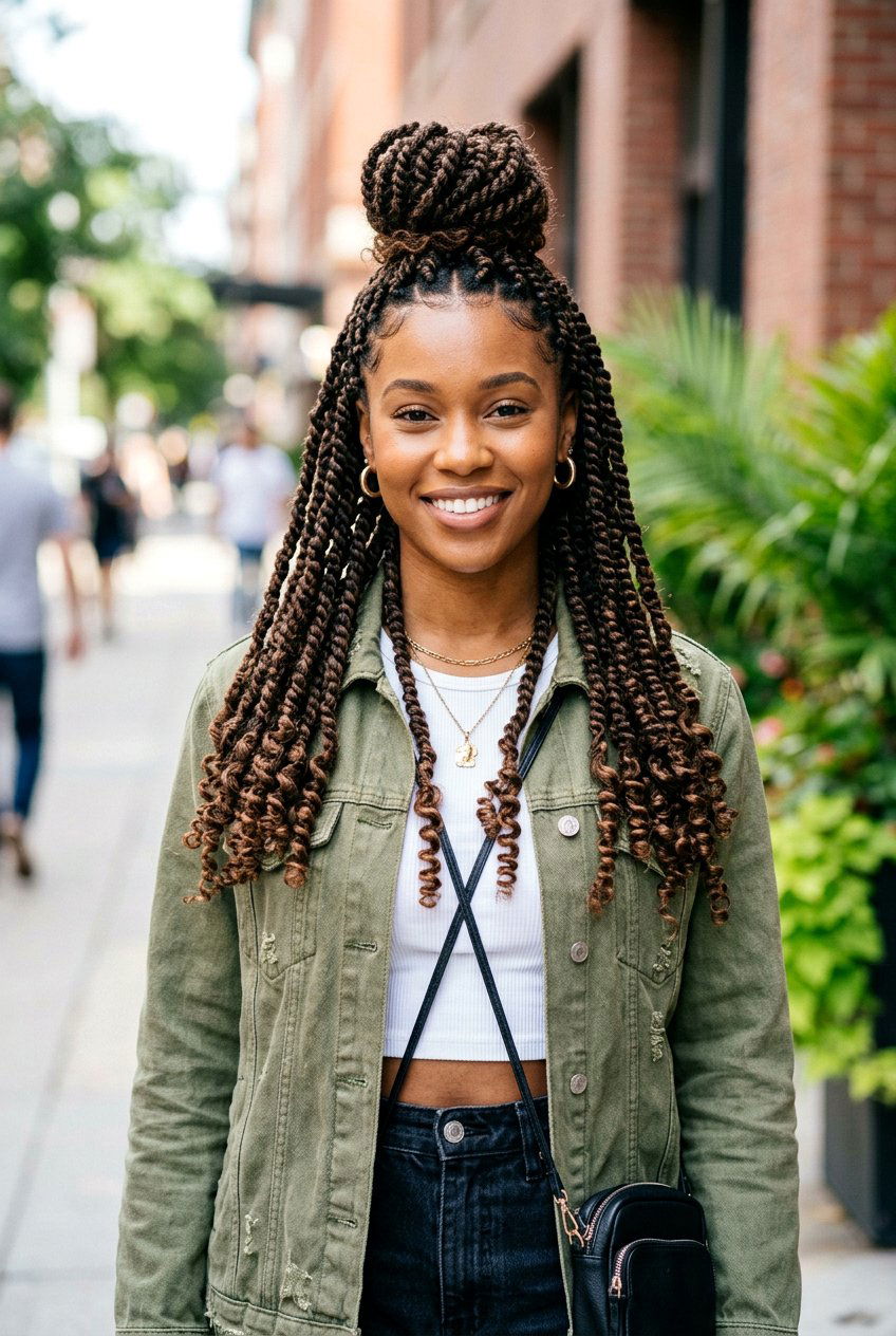 Half Up Half Down Passion Twists With Curly Ends - 20 passion twists with curly ends - 20 passion twists with curly ends