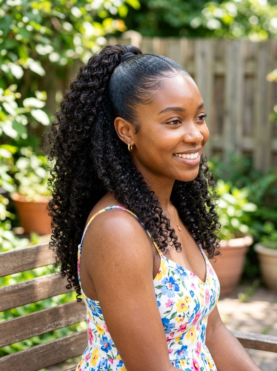 Half Up Half Down Ponytail - 20 ponytail hairstyles for black women - 20 ponytail hairstyles for black women