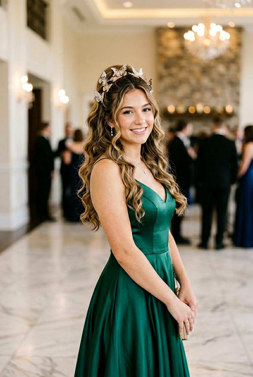 Half Up Half Down Prom Hair with Butterfly Clips - 20 prom hairstyles with butterfly clips - 20 prom hairstyles with butterfly clips