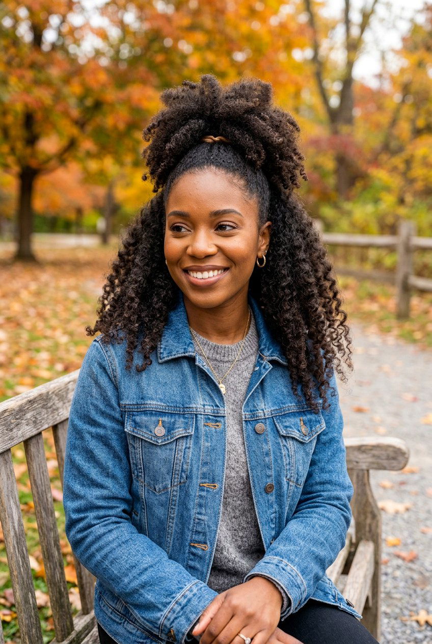 Half Up Half Down Puff Ponytail - 20 natural puff ponytail hairstyle - 20 natural puff ponytail hairstyle