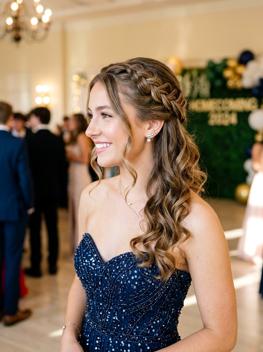 Half Up Half Down Side Braid Homecoming - 20 homecoming side braid hairstyle - 20 homecoming side braid hairstyle