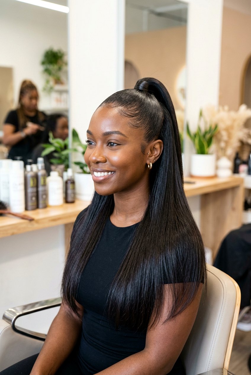 Half Up Half Down Silk Press - 20 silk press hairstyles - 20 silk press hairstyles