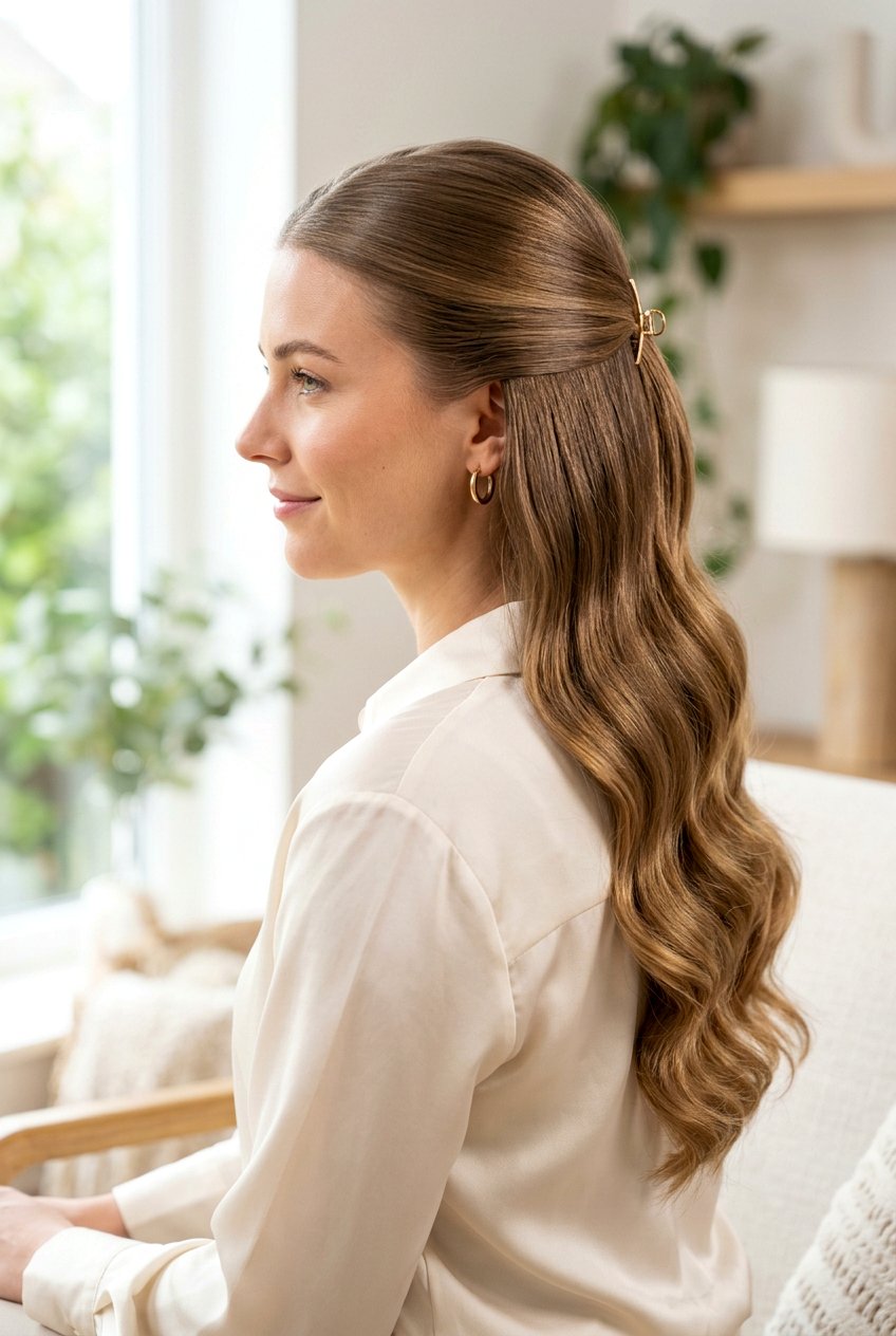 Half Up Half Down Silk Straight Hair - 20 silk straight hair ideas - 20 silk straight hair ideas