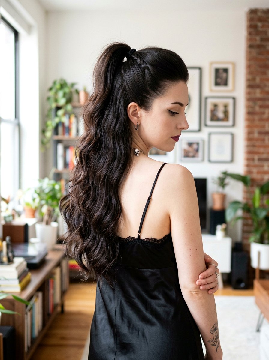 Half Up Half Down Soft Goth Ponytail - 20 soft goth ponytail hairstyle - 20 soft goth ponytail hairstyle