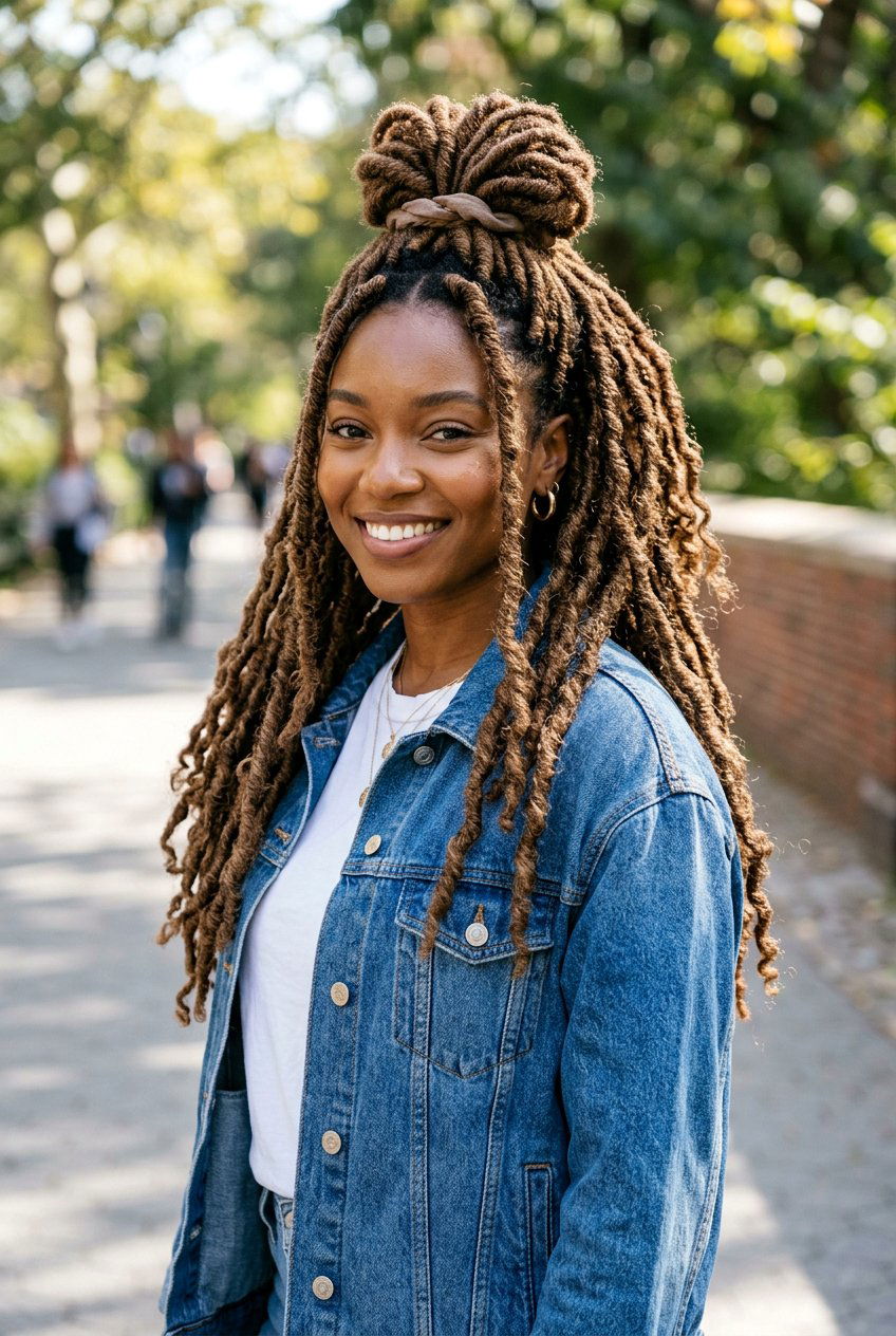 Half Up Half Down Soft Locs - 20 soft loc ponytail hairstyles - 20 soft loc ponytail hairstyles