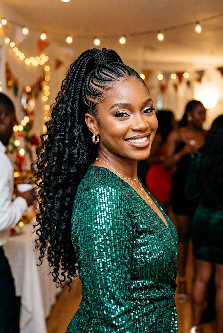 Half Up Half Down Stitch Braids - 20 stitch braids with ponytail - 20 stitch braids with ponytail