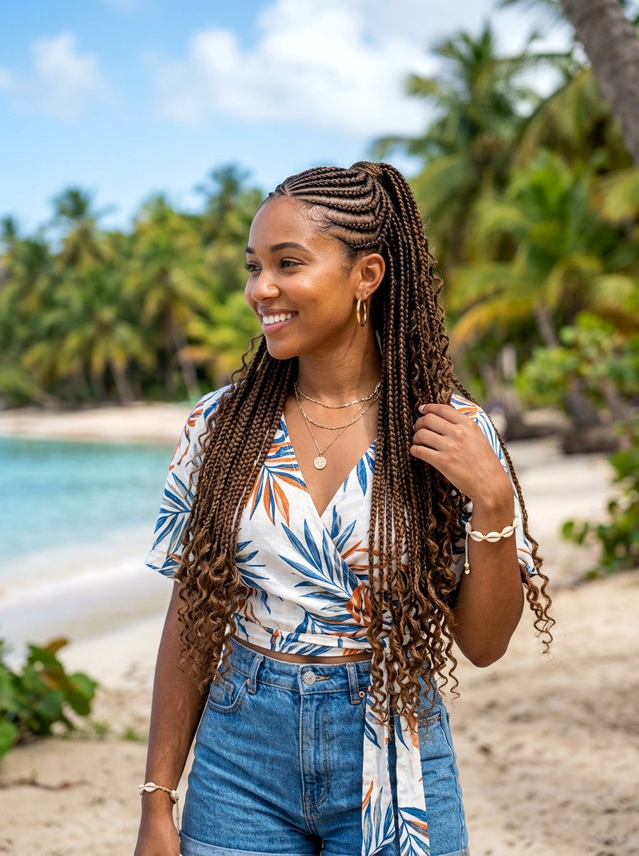 Half Up Half Down Tropical Braids - 20 tropical braid hairstyle - 20 tropical braid hairstyle