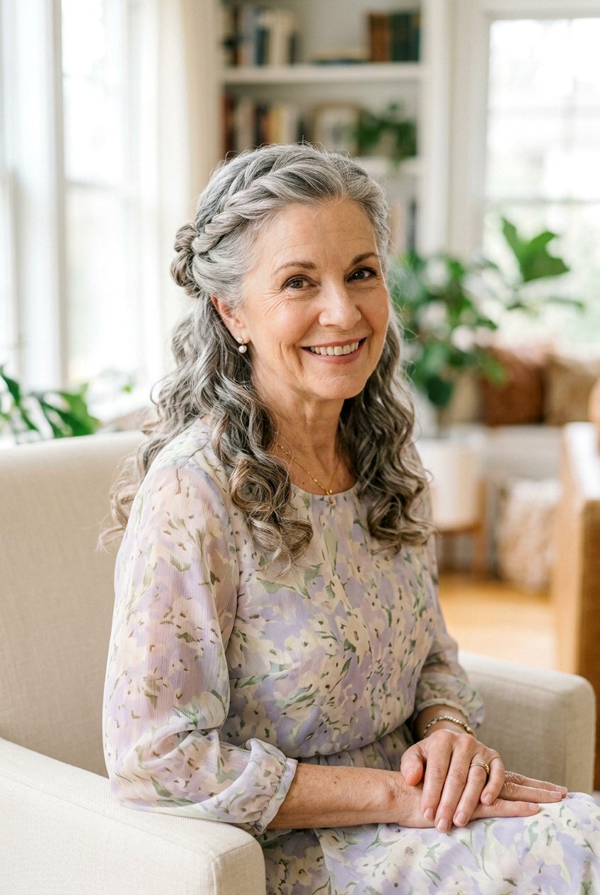 Half Up Half Down Twist - 20 wedding guest hairstyles for older women - 20 wedding guest hairstyles for older women