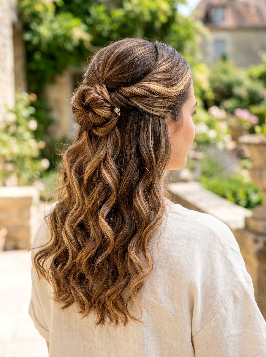 Half Up Half Down Twist - 20 soft glam hairstyle for mature women - 20 soft glam hairstyle for mature women