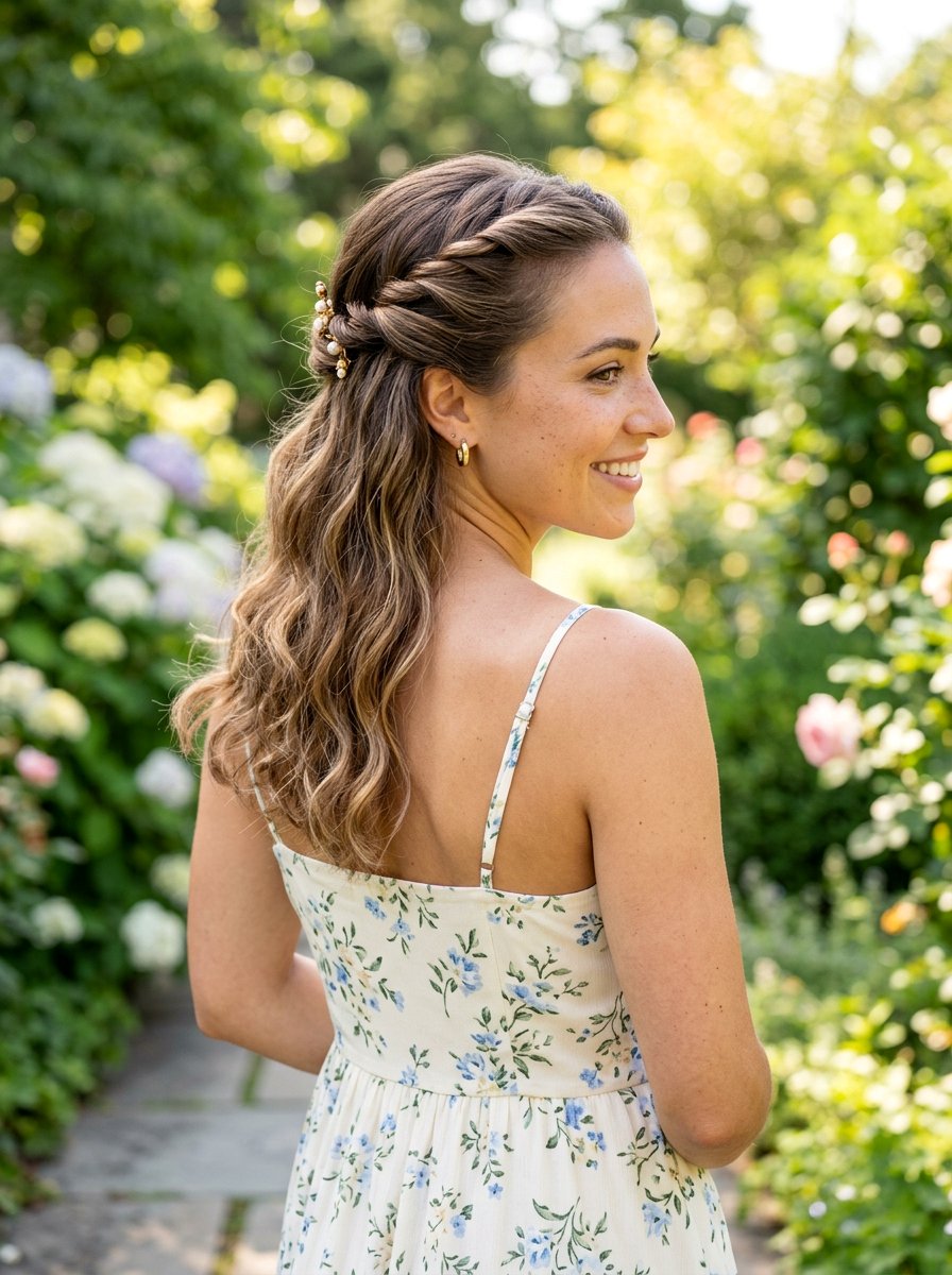 Half Up Half Down Twist - 20 vacation hairstyle for airplane travel - 20 vacation hairstyle for airplane travel