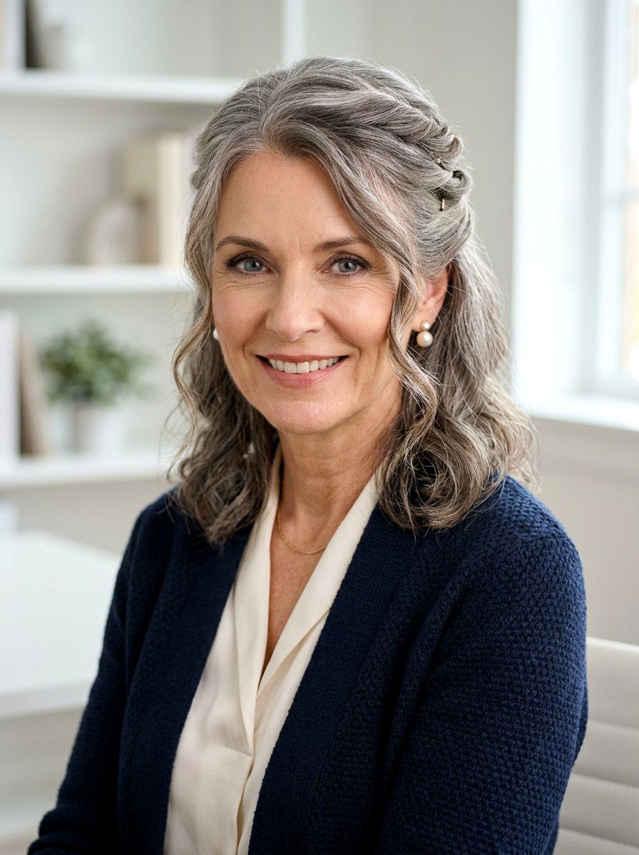 Half Up Half Down Twist - 20 interview hairstyle for mature women - 20 interview hairstyle for mature women