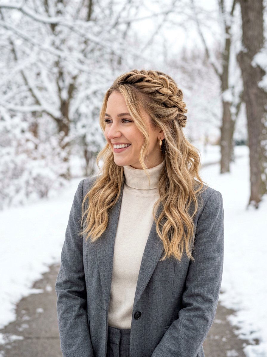 Half Up Half Down Twist - 20 office hairstyle for mature women over 50 - 20 office hairstyle for mature women over 50