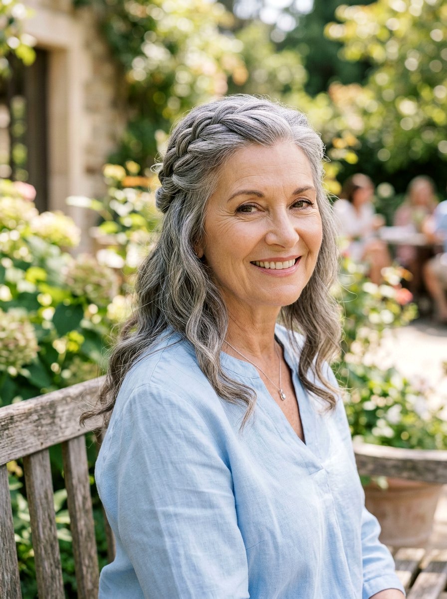 Half Up Half Down Twist For Older Women - 20 polished office hairstyle for older women - 20 polished office hairstyle for older women