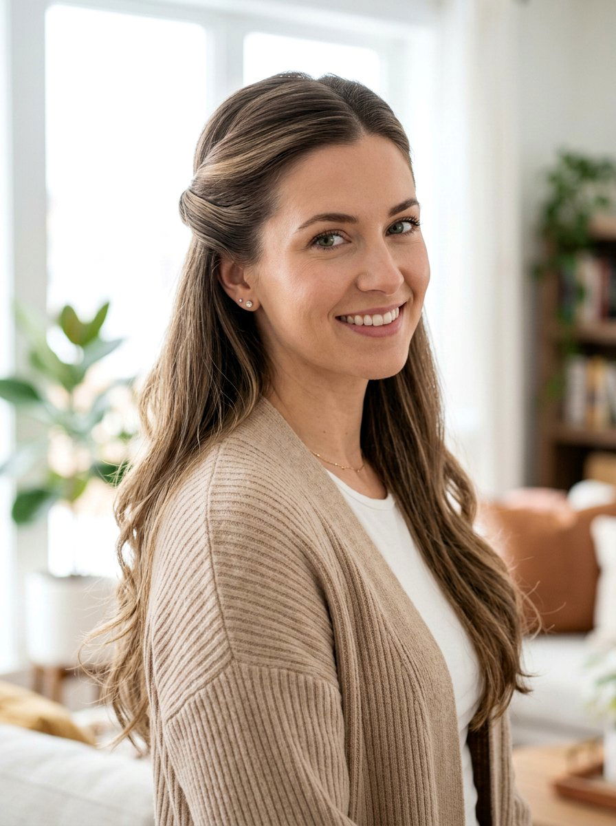 Half Up Half Down Twist Long Layers Interview - 20 interview hairstyle for long layers - 20 interview hairstyle for long layers