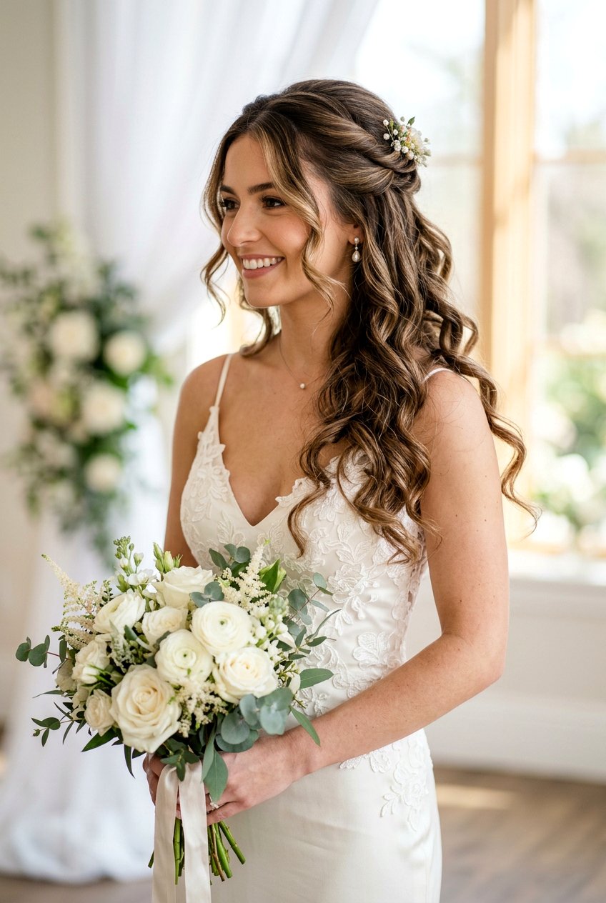 Half Up Half Down Twisted Waves - 20 bridal hairstyle with soft tendrils - 20 bridal hairstyle with soft tendrils