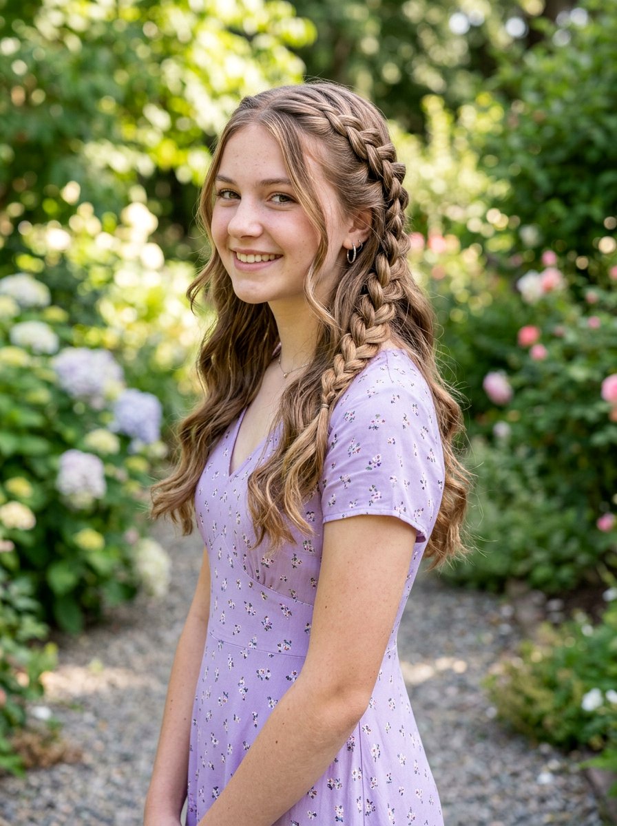 Half Up Half Down Waterfall Braid - 20 homecoming half up hairstyle - 20 homecoming half up hairstyle