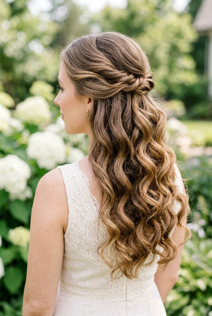 Half Up Half Down Waves - 20 bridesmaid hairstyles - 20 bridesmaid hairstyles