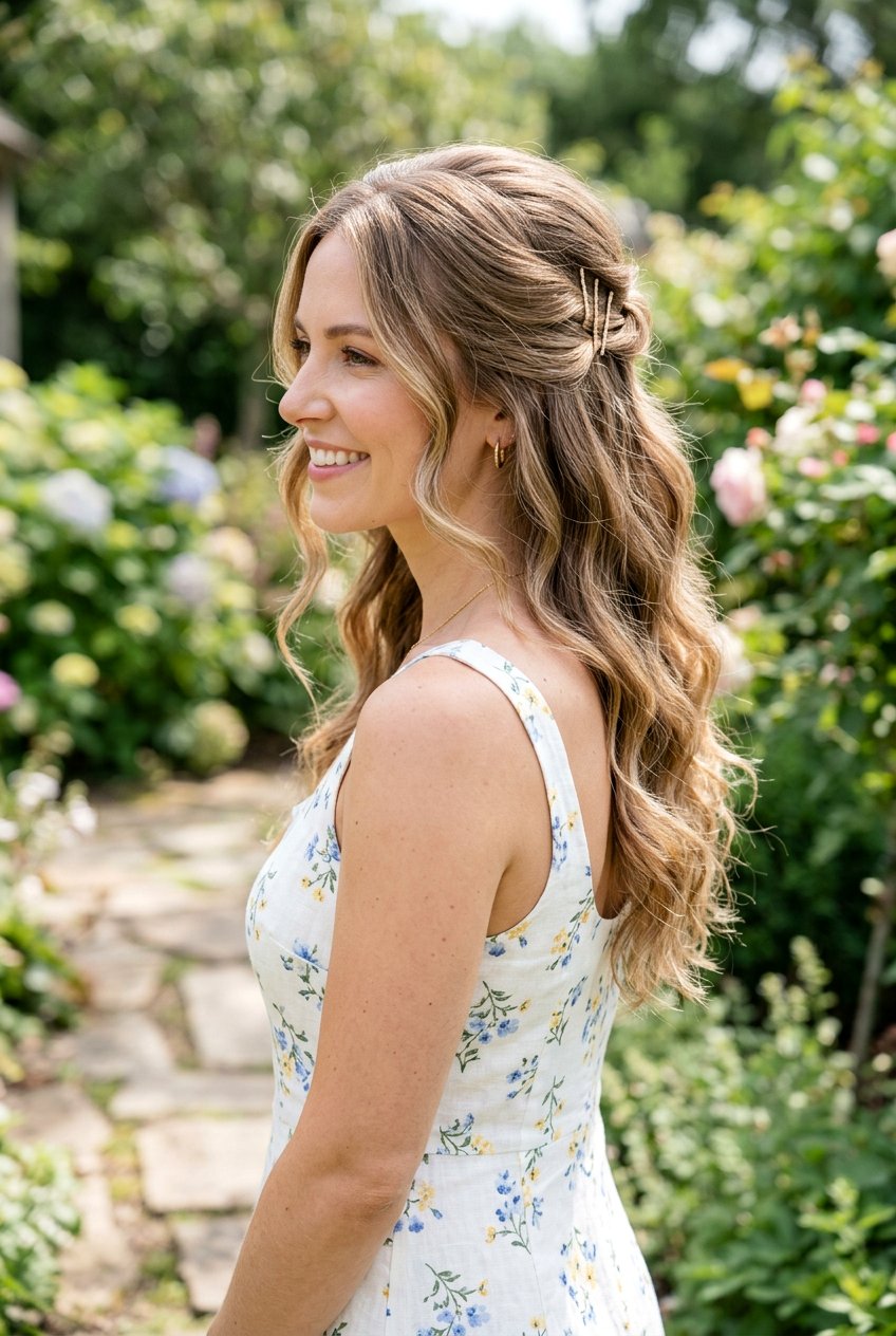 Half Up Half Down Wavy Hair - 20 pretty hairstyles for women - 20 pretty hairstyles for women