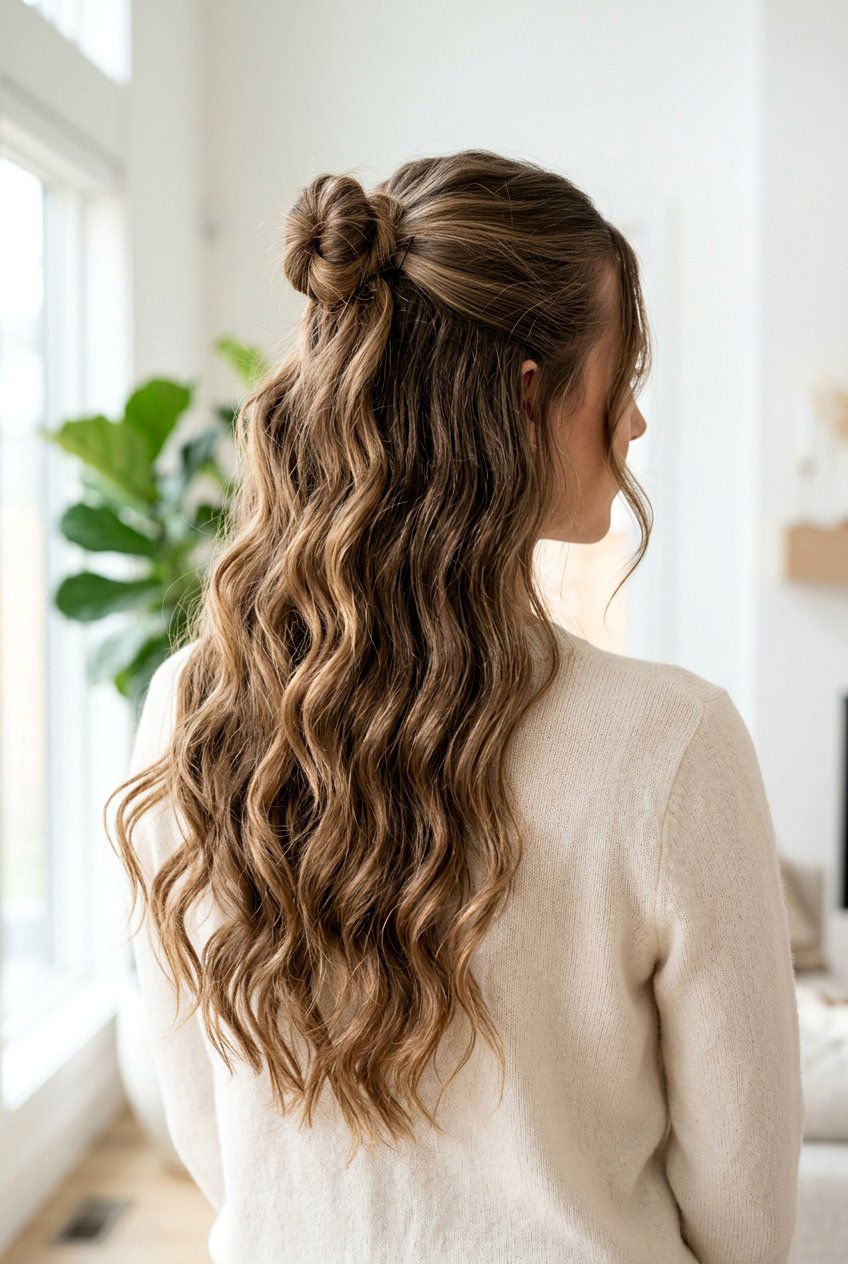 Half Up Half Down Wavy Hair - 20 hairstyles for wavy hair - 20 hairstyles for wavy hair