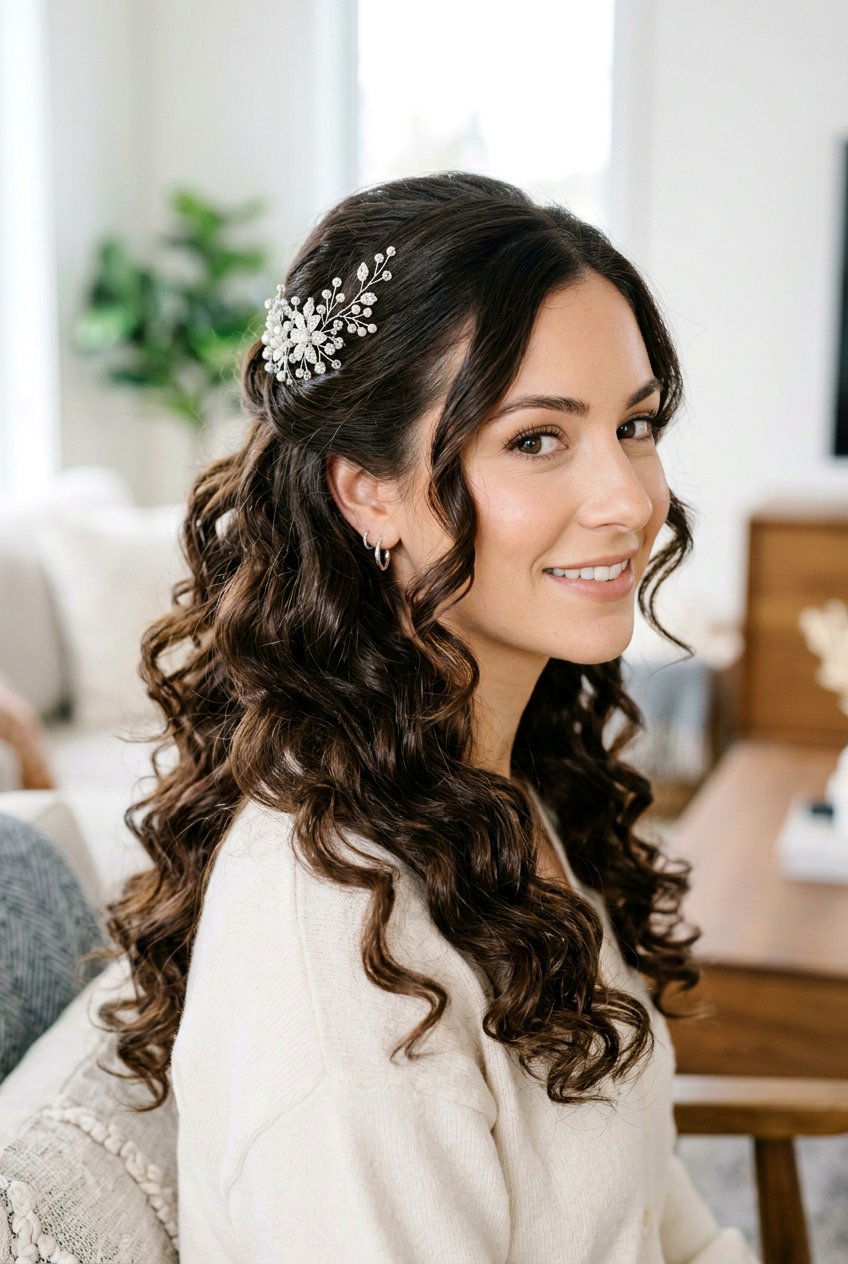 Half Up Half Down With Curls - 20 homecoming hairstyles - 20 homecoming hairstyles