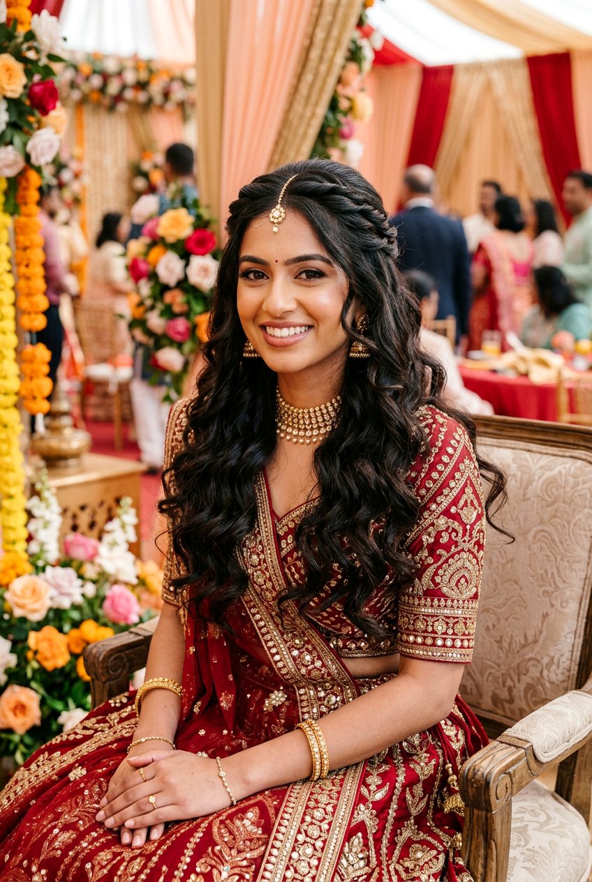 Half Up Half Down With Curls - 20 sangeet hairstyles - 20 sangeet hairstyles