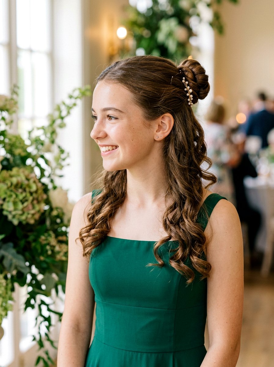 Half Up Half Down With Mini Bun - 20 homecoming half up hairstyle - 20 homecoming half up hairstyle