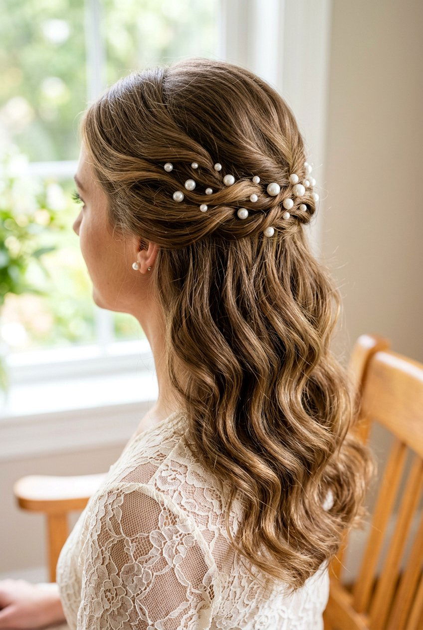 Half Up Half Down With Pearls - 20 half up half down prom hairstyles - 20 half up half down prom hairstyles