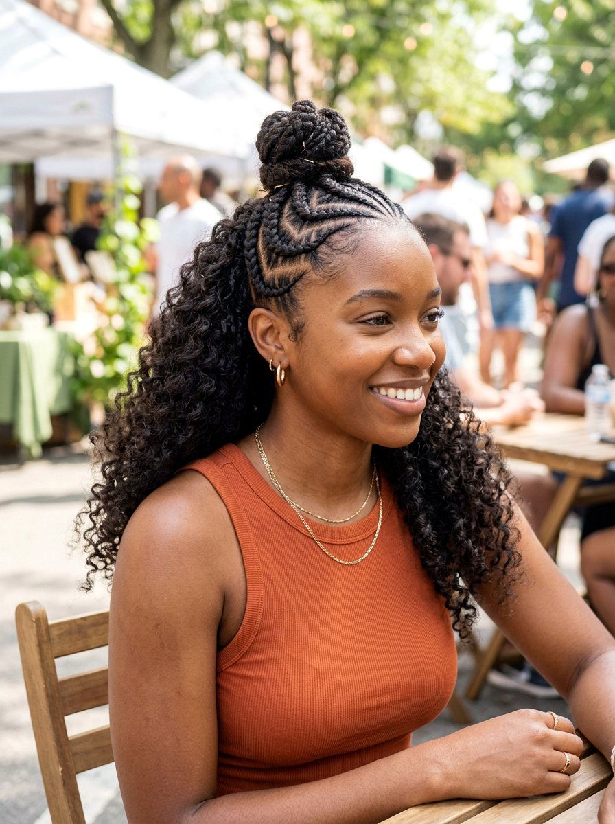 Half Up Half Down Zig Zag Cornrows - 20 zig zag cornrow styles - 20 zig zag cornrow styles