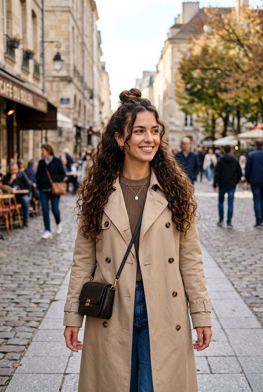 Half Up Half Down - 20 airplane hairstyle for curly hair - 20 airplane hairstyle for curly hair