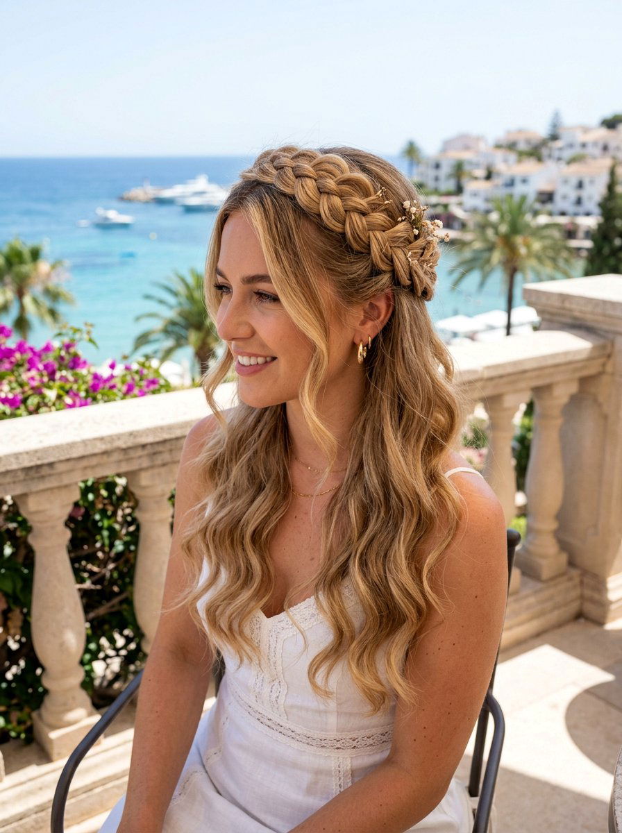 Half Up Halo Braid - 20 vacation half up braid hairstyle - 20 vacation half up braid hairstyle