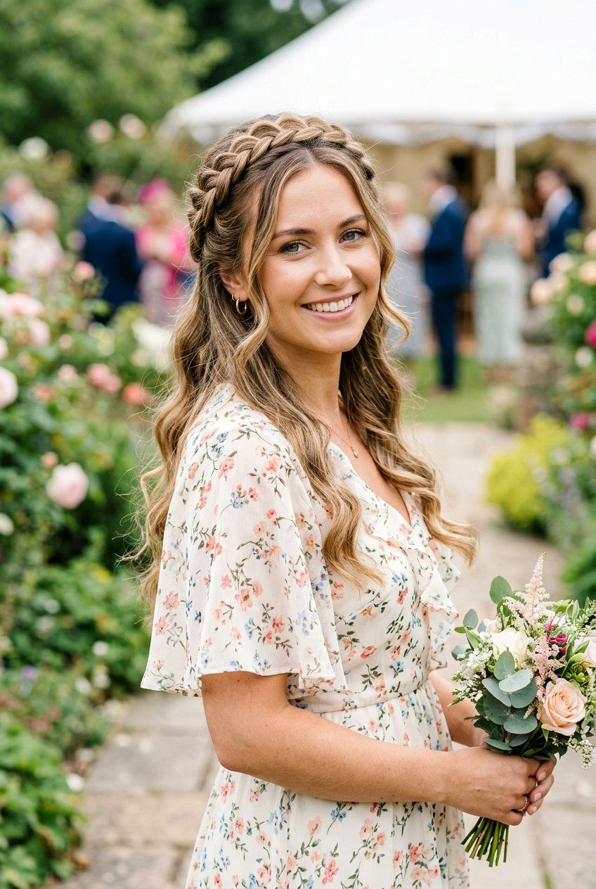 Half Up Halo Braid for Bridesmaids - 20 bridesmaid hairstyles with braids - 20 bridesmaid hairstyles with braids