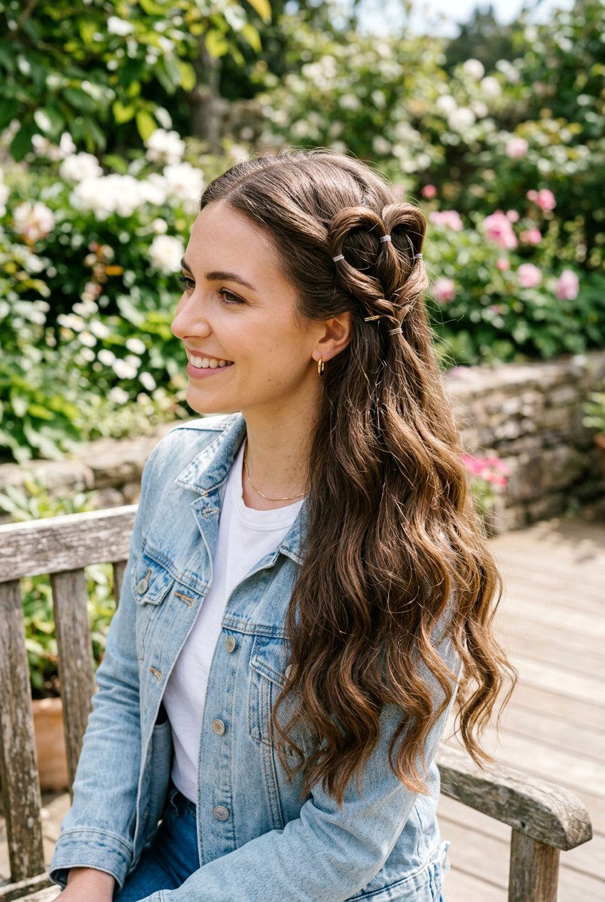 Half Up Heart Ponytail - 20 heart ponytail hairstyle - 20 heart ponytail hairstyle