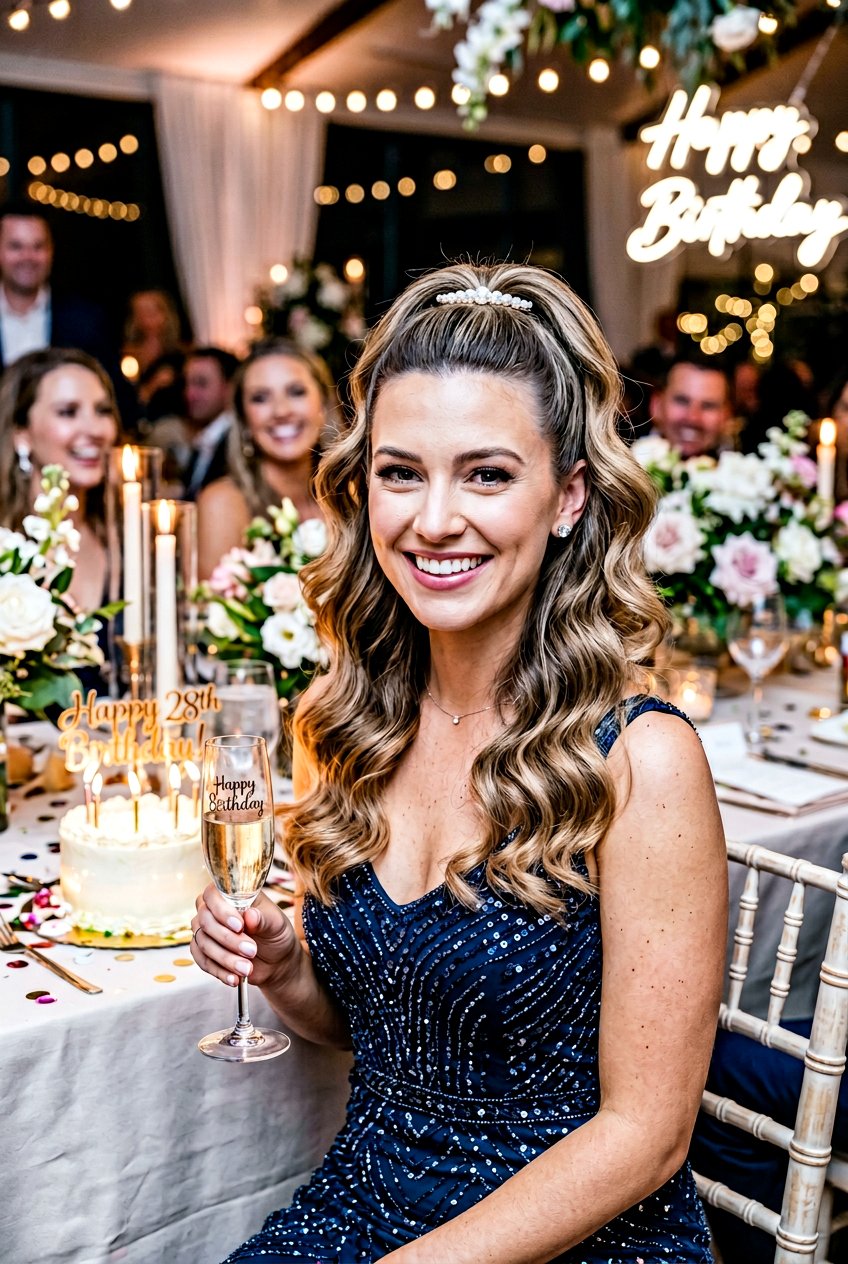 Half Up Hollywood Waves Birthday Hair - 20 birthday hairstyle with hollywood waves - 20 birthday hairstyle with hollywood waves