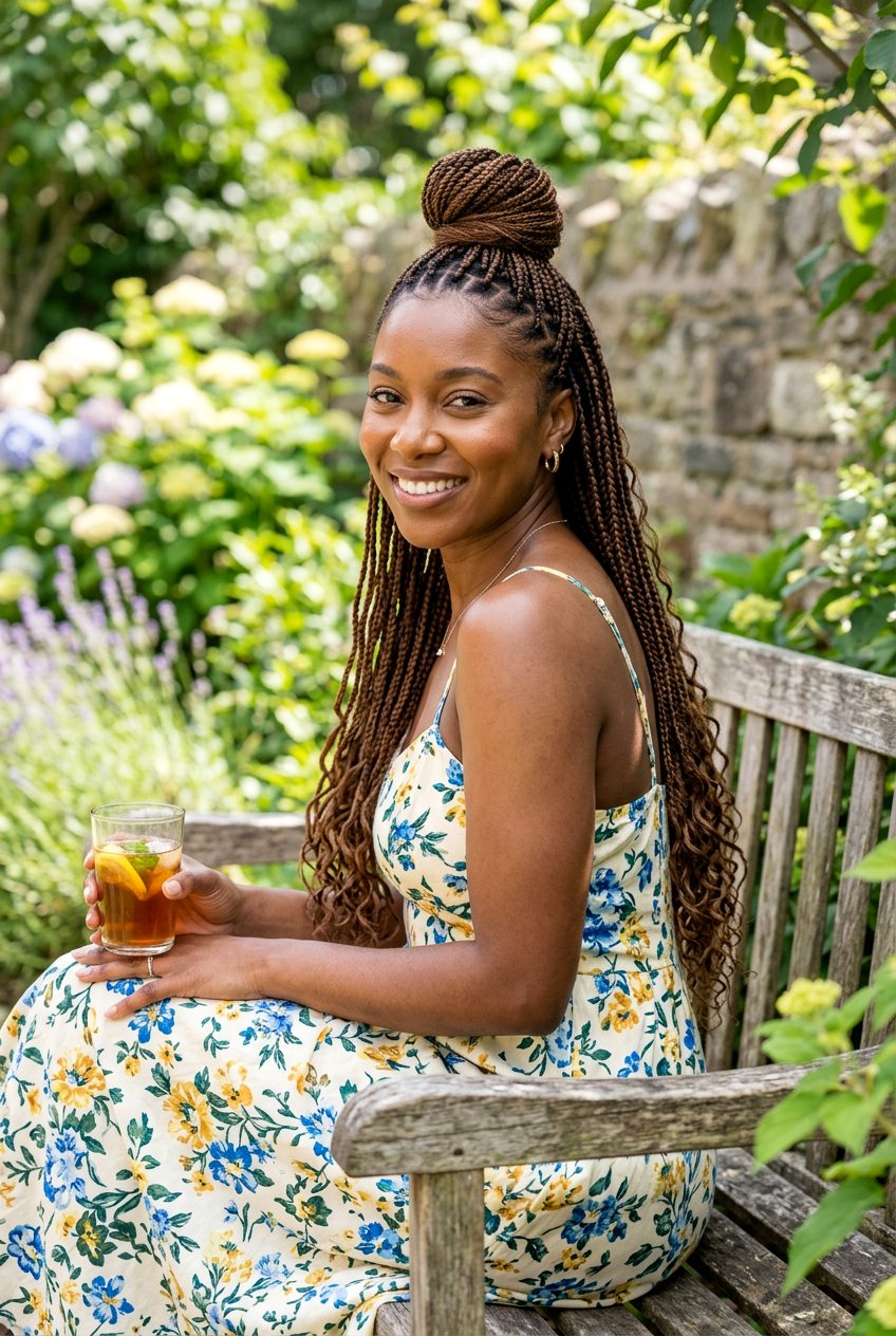 Half Up Knotless Braids Bun - 20 knotless braids bun for women - 20 knotless braids bun for women