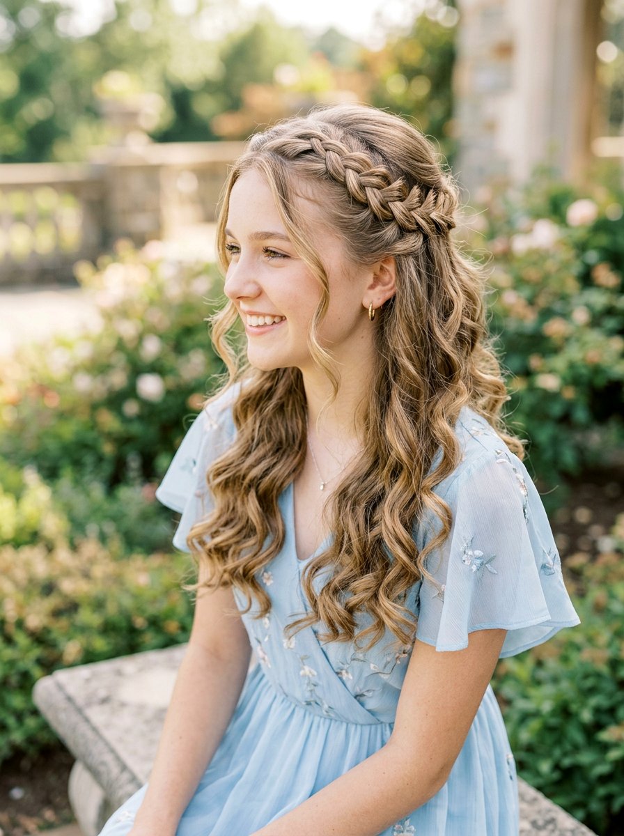 Half Up Lace Braid Half Down - 20 homecoming half up hairstyle - 20 homecoming half up hairstyle