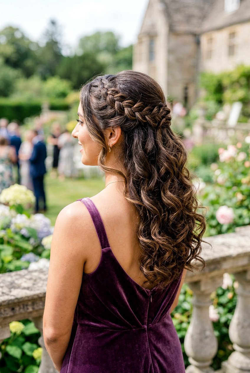 Half Up Lace Braid With Voluminous Curls - 20 bridesmaid half up with curls - 20 bridesmaid half up with curls