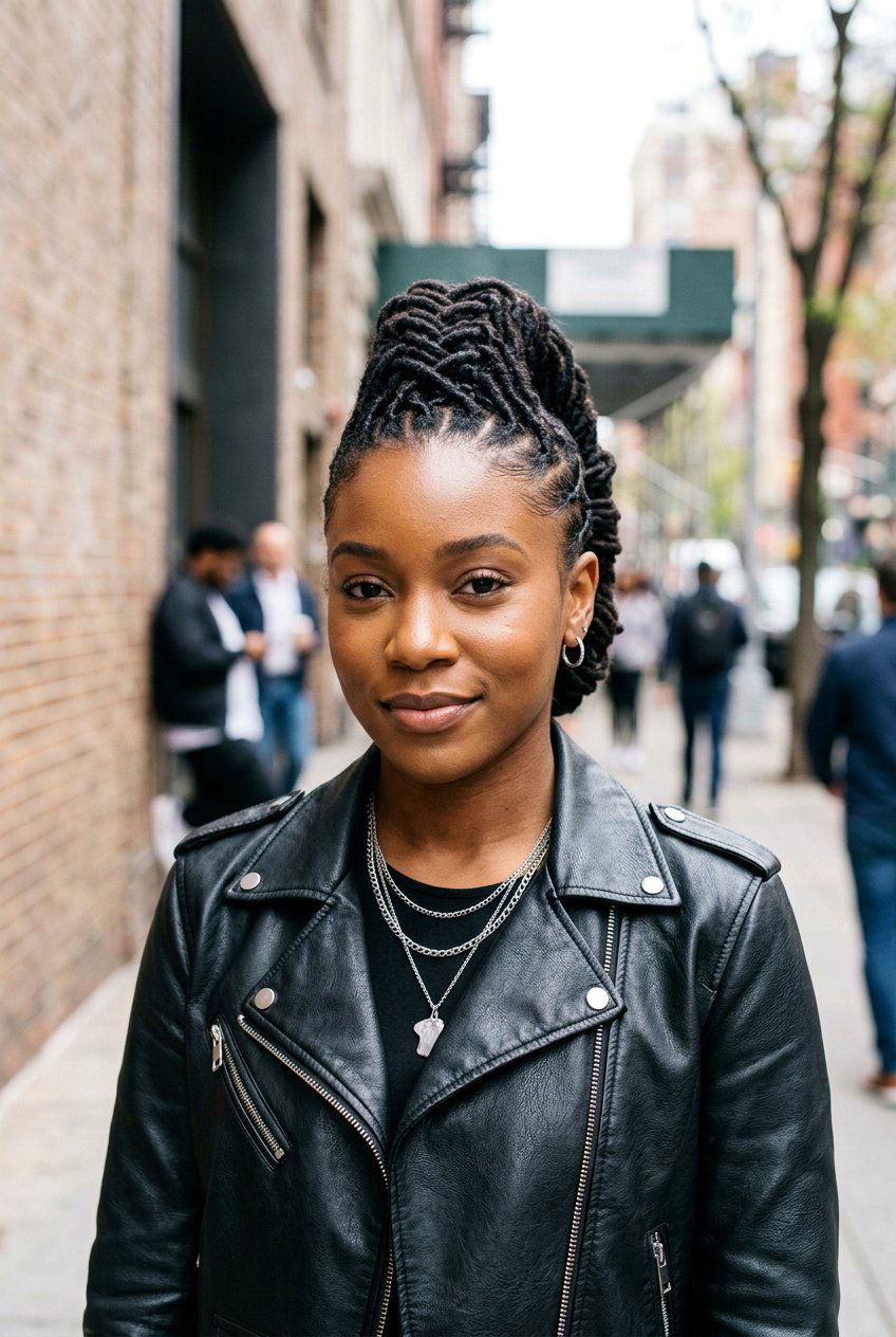 Half Up Loc Interlocked Mohawk - 20 half up loc styles - 20 half up loc styles