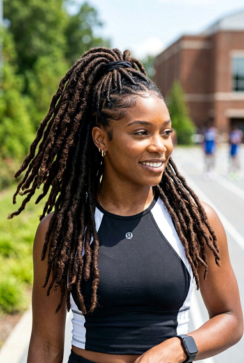 Half Up Loc Ponytail - 20 half up loc styles - 20 half up loc styles