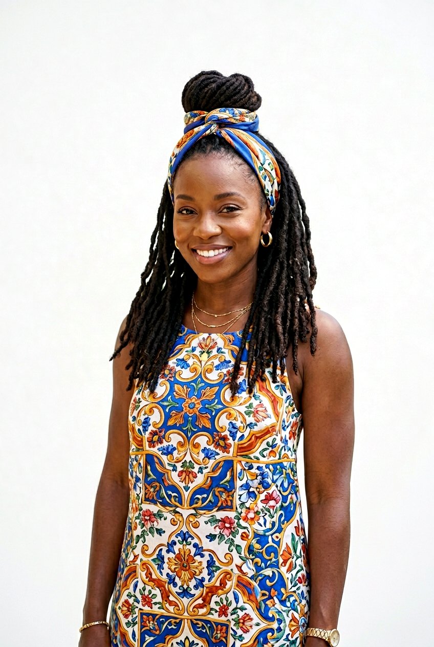 Half Up Loc Scarf Wrap - 20 half up loc styles - 20 half up loc styles