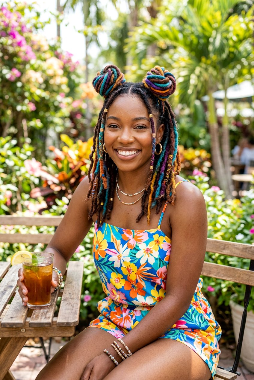 Half Up Loc Space Buns - 20 half up loc styles - 20 half up loc styles