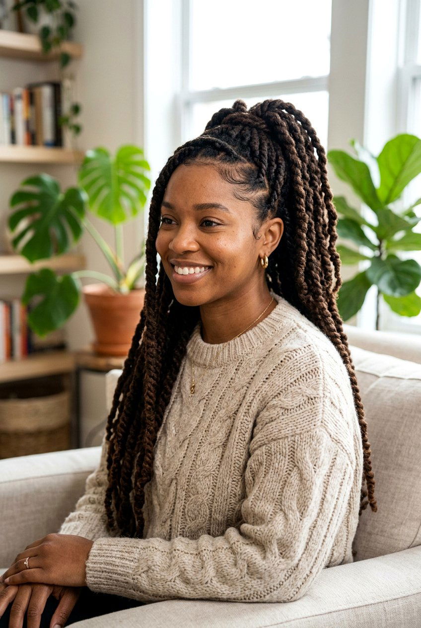 Half Up Loc Two Strand Twists - 20 half up loc styles - 20 half up loc styles