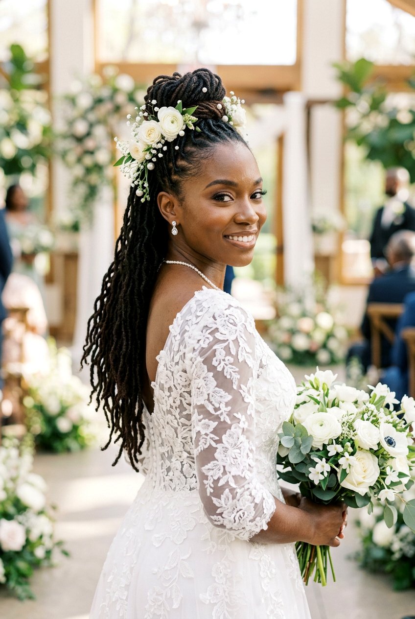 Half Up Locs For Black Brides - 20 wedding hairstyles for black brides - 20 wedding hairstyles for black brides