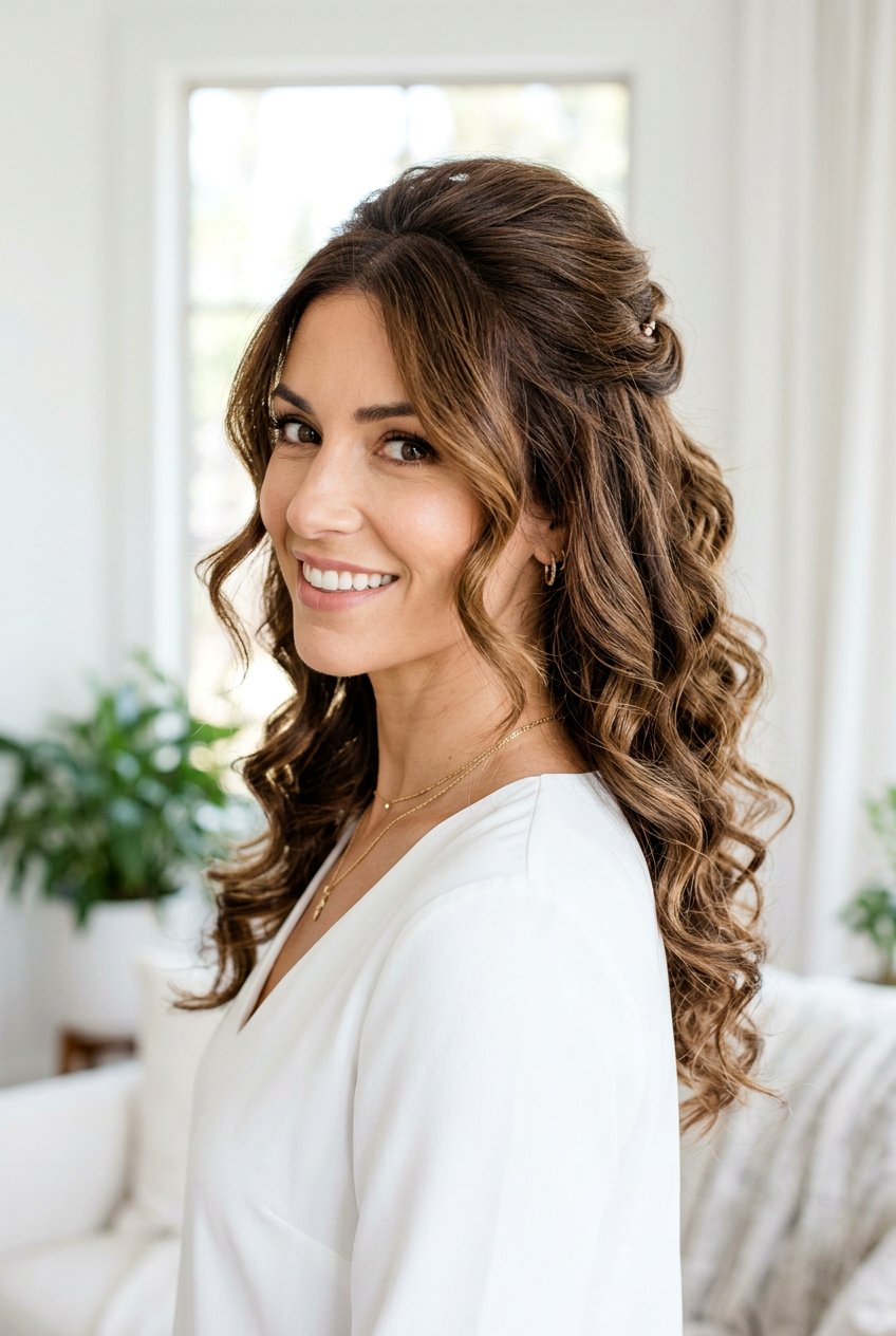 Half Up Loose Curls - 20 date night hairstyles - 20 date night hairstyles