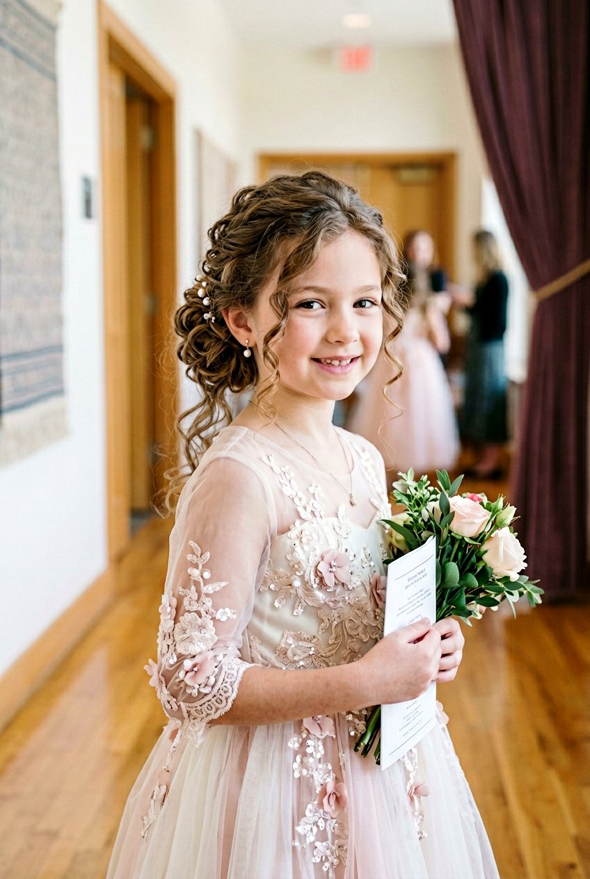 Half Up Loose Curly Chignon - 20 little girls half up curls hairstyle - 20 little girls half up curls hairstyle