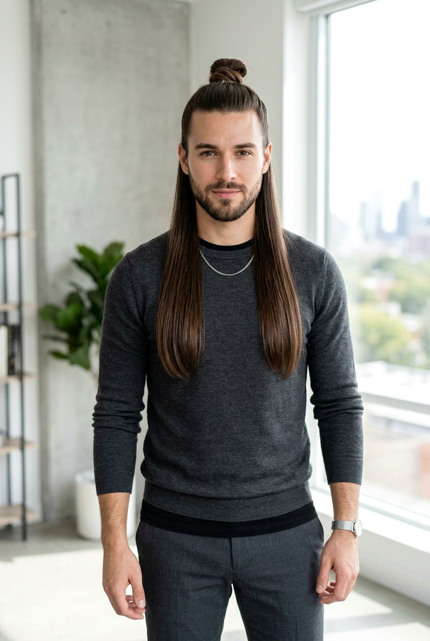 Half Up Man Bun For Straight Hair - 20 half up man bun hairstyle - 20 half up man bun hairstyle