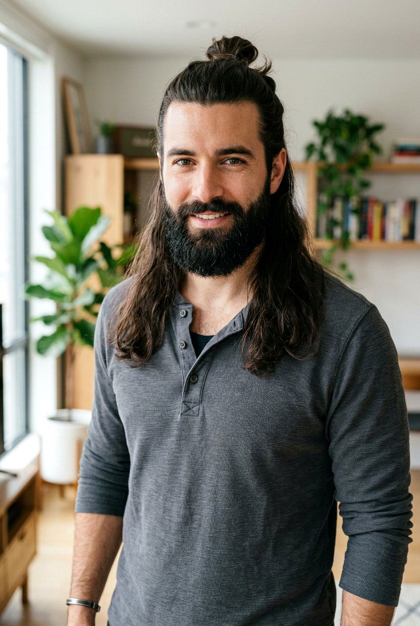 Half Up Man Bun With Beard - 20 half up man bun hairstyle - 20 half up man bun hairstyle