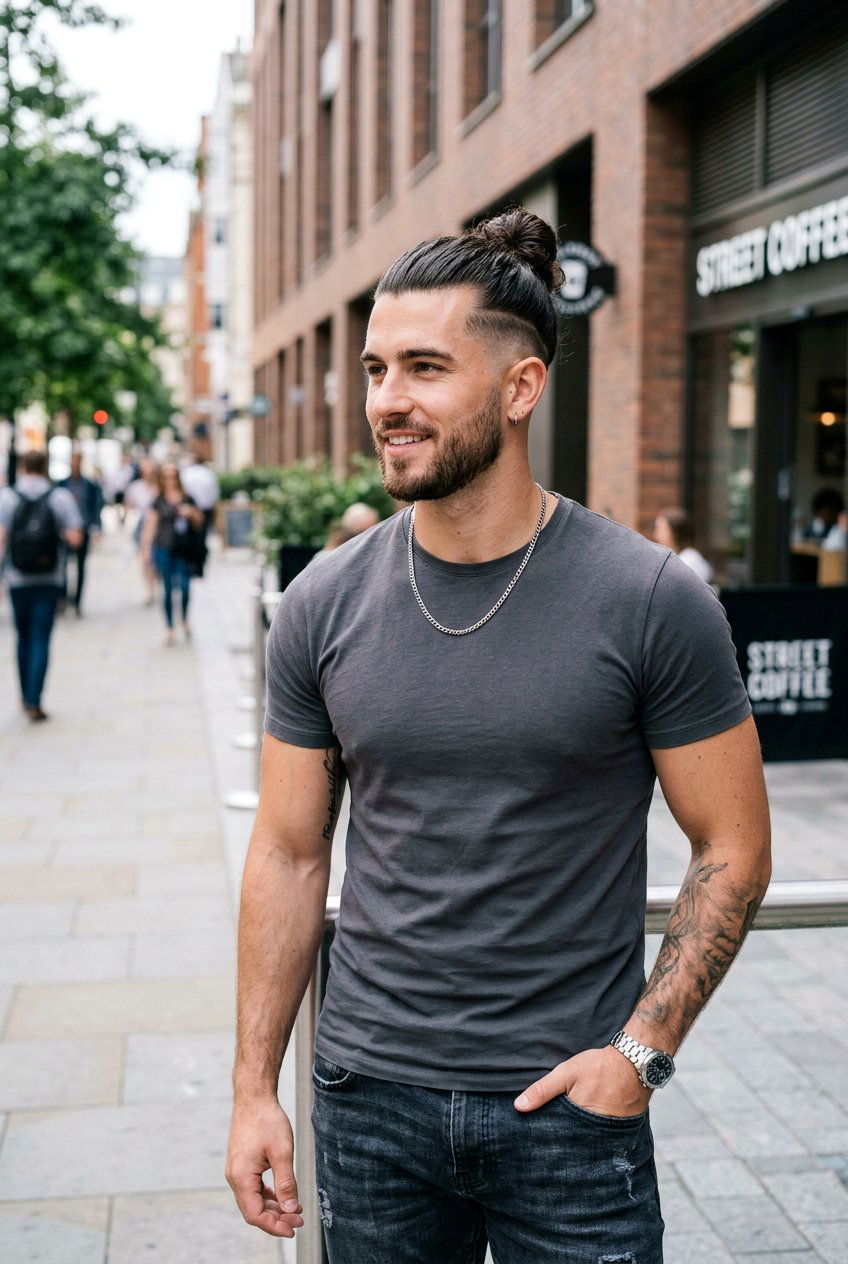 Half Up Man Bun With Fade - 20 half up man bun hairstyle - 20 half up man bun hairstyle