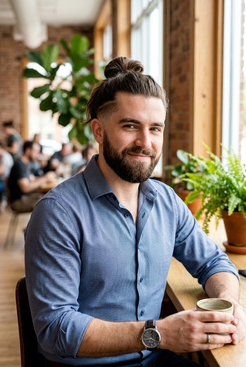 Half Up Man Bun With Tapered Sides - 20 half up man bun hairstyle - 20 half up man bun hairstyle
