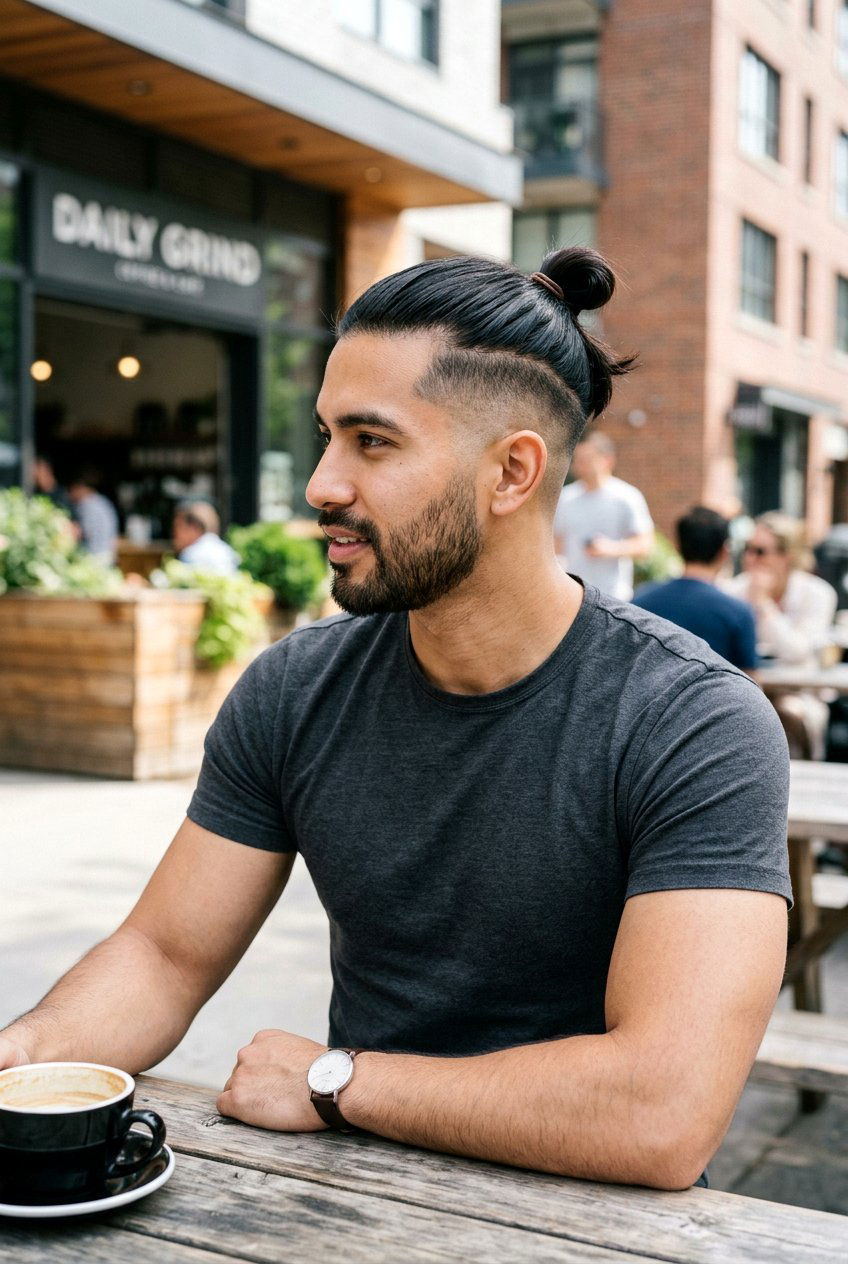 Half Up Man Bun With Undercut - 20 half up man bun hairstyle - 20 half up man bun hairstyle